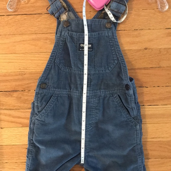 Osh Kosh big Osh dusty blue cord overalls with plaid flannel lining & buckles - Picture 4 of 16
